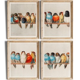 A Perch Of Birds Art Prints (Set of 4) - Unframed - 8x10s | Perfect Wall Décor for Living Room, Bedroom, or Office | Bring Nature's Serenity and Charm to Your Space | Wall Art Bird Lovers