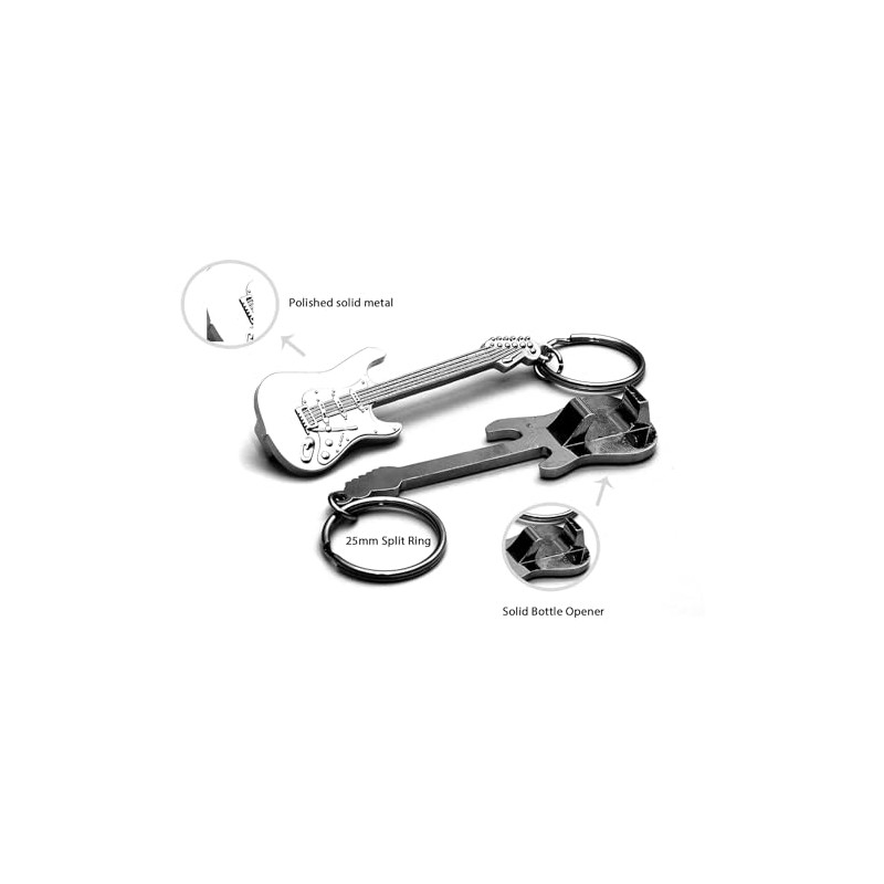 Gifticuffs Metal Bottle Opener Electric Rock Guitar with Keyring Attachment