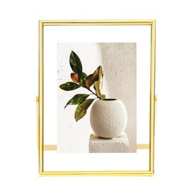 8x10 Luxury Gold Metal Frame Photo Display with Double-Layer Glass Panel, U-Shaped Metal Arm Stand for Home, Office, Restaurant & Wedding Decor - Durable Sturdy Design, Easy Installation, Perfect Festive Gift for Friends & Family
