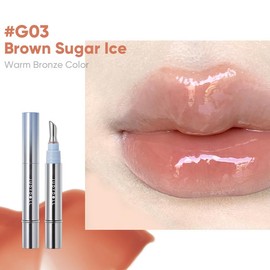 JUDYDOLL Watery Essence Lip Glaze, Mirror Lip Stain, Glossy, Moisturizing, Liquid Lipstick, Non-Drying, Tinted Lip Oil, Plumping, Diverse Shades, Not Easy To Fade, Makeup, Cosmetics:_G03 Brown Sugar Ice