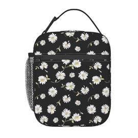 iyfcsl Daisy Flower Insulated Lunch Box Reusable Portable Bag Thermal Picnic Cool Bags with Adjustable Strap for Adults Women Men Work Office