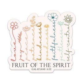 Fruit of The Spirit Love Joy Peace Kindness Sticker, Galatians 5:22 Floral Bible Verse Sticker, Faith Christian Decals, Religious Scripture Vinyl Waterproof Stickers for Laptop Water Bottle Journal