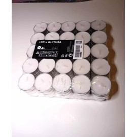 IKEA White Unscented Tea Light Candles 100 PCS 4 Hour Burning Ambient Candle 100 Pack
