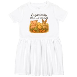 inktastic Organically Locally Grown Cute Farm Animals Toddler Dress 2T White 46532