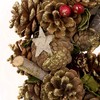 Christmas Hanging Wreath Festive Pine Cone Display Gold Frosting 30cm