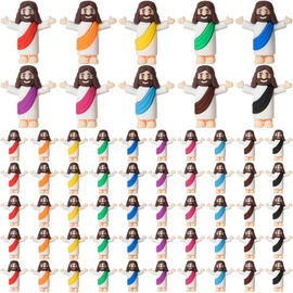 ARCHCRTC 60 Pcs Little Jesus Figurine Miniature Tiny Jesus Figures Religious Christ Savior Doll for Hide and Seek Sunday Easter Egg Stuffers Baptism Gift (60,Multicolor)