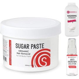 Sugaring Waxing - Hair removal paste for home use for beginners Brazilian Bikini, Legs, Arms (kit with Sugaring Drying powder, Anti-Ingrown Solution by Sugaring NYC).