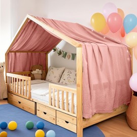 FloraVigo Copriletto per la casa, realizzato a mano in mussola di cotone, 100% baldacchino in tessuto per decorazione letto di casa, per ragazze e ragazzi, adatto per bambini - Tenda per lettino (132