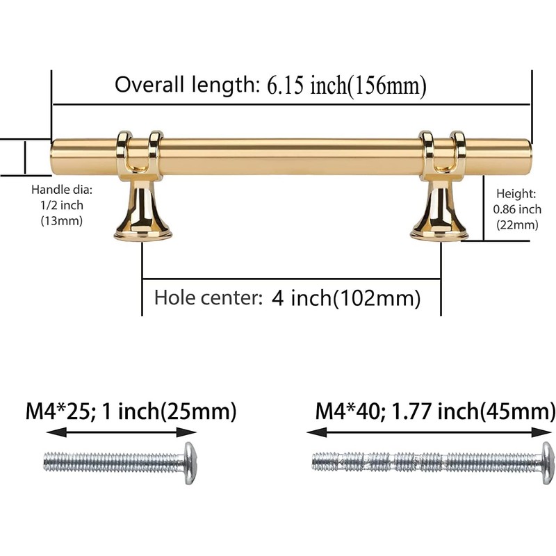 Haliwu 10 Pack Gold Cabinet Handles, Brushed Brass Cabinet Pulls