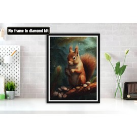 Bimkole DIY 5D Diamond Painting Accessories Squirrel, Animal Diamond Painting Kit, Full Round Drill Painting by Numbers Painting Embroidery Cross Stitch Diamond Decoration 30 x 40 cm