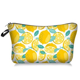 Makeup Bag Lemon Travel Small Portable Cosmetic Organizer Pouch for Women Girls Zipper Waterproof Clutch Toiletry Storage Purse