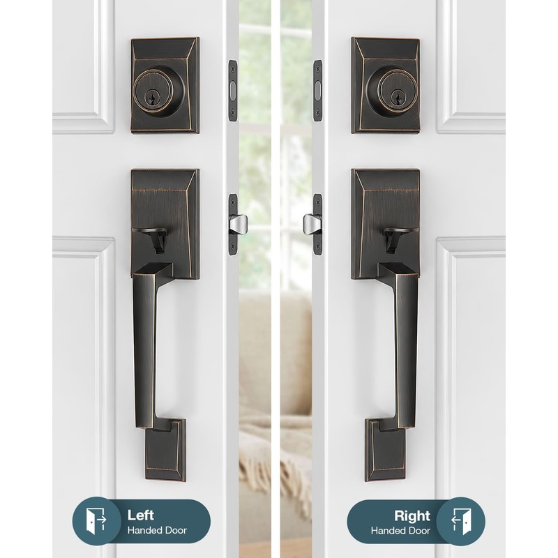 Calzibeno Modern Oil Rubbed Bronze Front Door Lock Set for