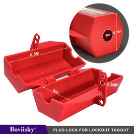 Boviisky Electric Plug Lock - 220 Volt Power Extension Cord Lockout Tagout Device,Large Electrical Plug Lock,OSHA Compliant Red,2 Pack