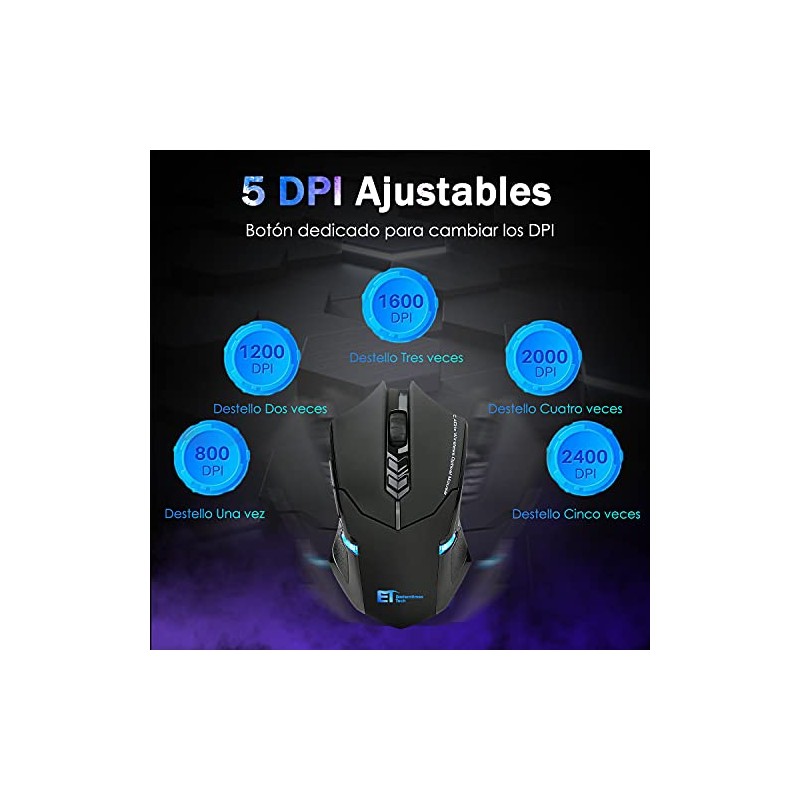 TERPORT S200 Mouse Inalámbrico para Juegos, Ratón con un Clic