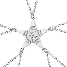 Best Friends Necklaces for 5 Sister Matching Star Pendant Necklace for Women Bestie Friendship Necklaces Gifts for Best Friends Birthday Christmas Gifts for Sisters Puzzle Piece Necklace for Woman
