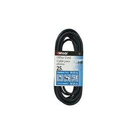 Woods Light Duty Extension Cord - Indoor Power Solution for Office & Household Use - SJTW Extension Cord - 16 Gauge - 3 Conductor - 25 Feet - Black