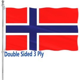Norway Flag 3x5 Foot Double Sided Norwegian Flag for Outdoor Car Wall Heavy Duty 3 Ply 210D Polyester Norwegian National Flag Banner with Durable Canvas Header and 2 Brass Grommets