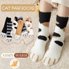 Cute Cat Paw Socks,Fleece Winter Furry Socks Cat Printed Calf