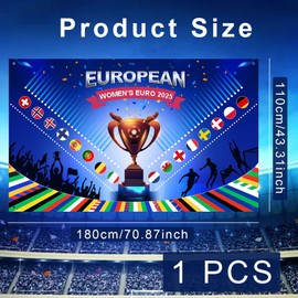 Women’s Euro 2025 Football Party Decorations - 70x43 inch Women’s Football Euro Banner, Euro Gifts for Fans, Family, Friends, Children, Photography Backdrops Photo Background