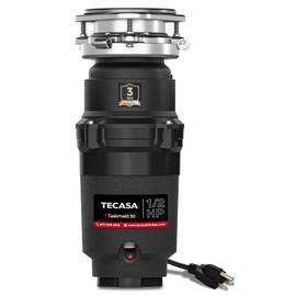 1/2 HP Garbage Disposal, TECASA Food Garbage Disposal with Power Cord, Stainless Steel Grinding System and 3-Bolt Mounting, Continuous Feed Compact Garbage Disposals, Taskmaid Series 50