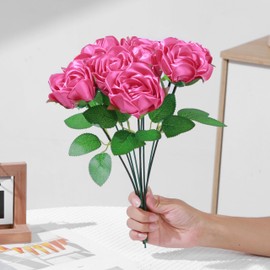 LatinaFlorista 300Pcs Premade Satin Ribbon Rose Petals Half-Finished for Eternal Rose DIY Ramos Forever Flowers Bouquets Everlasting Floral,for Wedding,Anniversary,Engagement (300 Pcs Hot Pink)