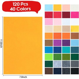 Simetufy 120 Pcs Felt Fabric Sheets, 8x12 Inch DIY Felt Sheets, 1mm Thick Non-Woven Patchwork Material for Sewing Projects & Decoration - 40 Assorted Colors (20 x 30cm)