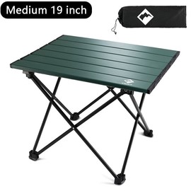 VILLEY 19 in Camping Side Table Aluminum Roll Up Folding Beach Table w/Bag Green