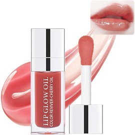 Bluemega Plump Lip Glow Oil Lip Gloss Crystal Jelly Lip Care Oil Aceite Labial Hidratante Pulido Sexy Lip Tinted Lip Plumper Pulido Lápiz Labial Antiadherente, Gran Cabeza de Cepillo