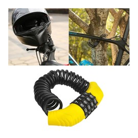 HZEL Motorcycle Helmet Lock, Retractable Small Bike Cable Lock with 4 Digit Combination Code, Anti Theft Motobike Locking Device Accessories, Universal for Bicycle, Baby Stroller, Skis (Black/Yellow)