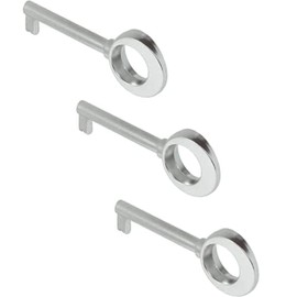 Gedotec Beard Key Decorative Replacement Key Cabinet Deadlock Key for Furniture Lock & Drawers - 2134 | 45 mm | Key Brass Nickel-Plated Matt | Pack of 3 - Furniture Key with Euro Lock