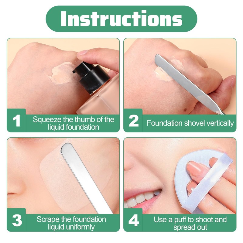 3 Pcs Metal Makeup Spatula Applicator Foundation Spatula Kit Stainless