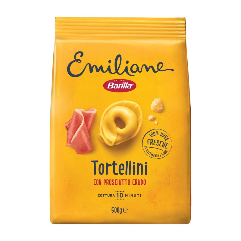 Barilla Pasta all'Uovo Ripiena Le Emiliane Tortellini con Prosciutto Crudo,
