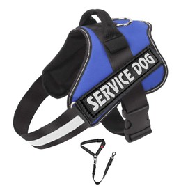 UPET No-Pull Dog Harness, Reflective Heavy Duty Adjustable Escape-Proof Padded Service Dog Puppy Vest for Small, Medium, and Large Dogs Training & Outdoor Walking, Includes 1*Dog Seat Belt.(Blue XL)