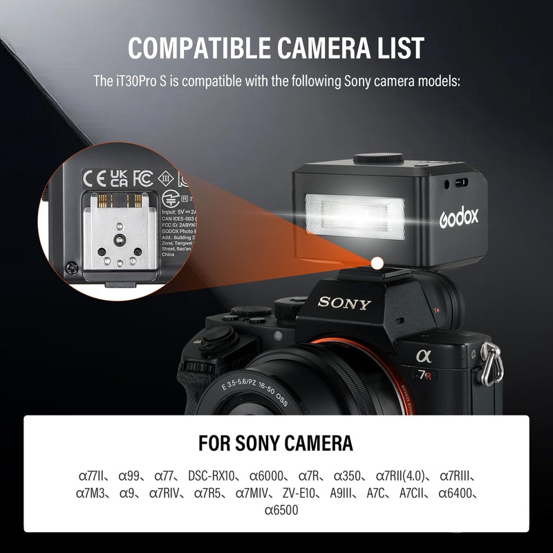 GODOX iT30Pro-S Flash Camera Flash, TTL Auto-Exposure 2.4GHz System 1/8000s