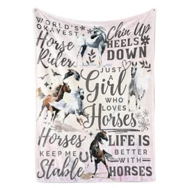 Horse Gifts for Girls/Women/Horse Lovers, Horse Blanket, Perfect for Birthday/Christmas, 50'' x 65'' Unique Horse Pattern Design Flannel Fleece Plush Blanket, Watercolor