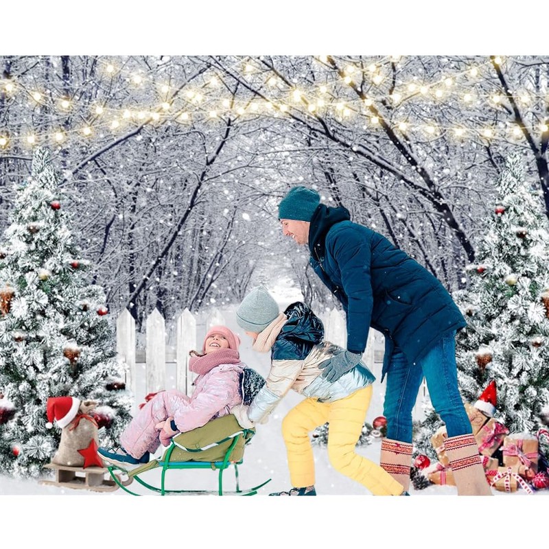 Caaerttply Winter Scene Photography Backdrops White Snow Forest Backdrop Winter