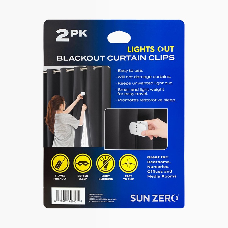 Sun Zero Lights Out Blackout Curtain Clips, Set of 2