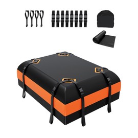 DEEAGLE 15 Cubic Feet Rooftop Cargo Carrier, Waterproof Car Roof Cargo Carrier Car Storage Bag for All Vehicle with Without Rack, Includes Non Slip Mat, 4 Door Hooks, 8 Reinforced Straps