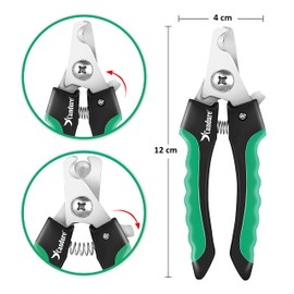 Candure Dog Nail Clippers Professional Pet Nail Clipper Suitable for Cats, Rabbits and Guinea Pigs - Safety Lock/Protective Guard to Avoid Over Cutting (Green, Medium to Small)