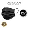 Cubrebocas Tricapa Termosellado Plisado Negro 300 Piezas