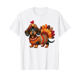 Cute Thanksgiving Turkey Weiner Dachshund Dog Costume T-Shirt