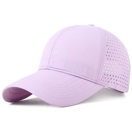 Taidor Quick Dry Baseball Cap Curved Brim Hat Laser Cut Mesh-Back Cap Light Purple M