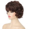 Kaneles Short Brown Curly Wavy Wig with Hair Bangs Synthetic