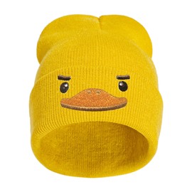 Cute Yellow Duck Embroidered Beanie Knit Hat for Teens, Cute Funny Graphic Beanie Winter Skull Cap, Gifts for Duck Lovers