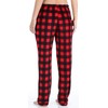 PajamaMania Women's Fleece Pajama Pants with Satin Drawstring, Red and