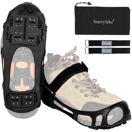 Starrylake Ice Snow Traction Cleats with 24 Steel Studs Crampons Anti Slip Snow Grip for Walking, M