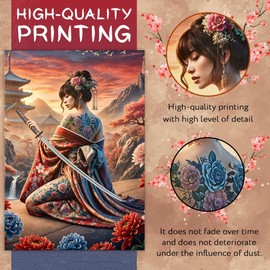 PUREVACY Geisha Canvas Wall Art for Living Room. Home Wall Decor for Bedroom. Japanese Decoration for Room. Modern Asian Office Decor Size 30x45 cm / 12x18″