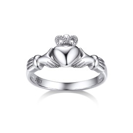Bestyle Claddagh Rings for Women Hypoallergenic Silver Band Ring, Irish Infinity Love Ring Promise Ring for Her, Great Celtic Jewelry Gift for Christmas Valentine's Day,Size 10