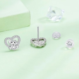 Arrebol Women's 925 Sterling Silver Stud Earrings with 3A Cubic Zirconia Earrings for Women Gift, Silver, Cubic Zirconia