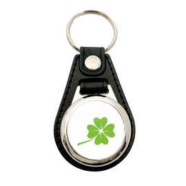 Huuraa Key Fob Clover Silhouette Pendant Size with Lucky Charm Motif Gift Idea for Friends and Family, Metal with faux leather